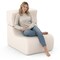 Beige Ice Velvet Floor Sofa Chair Ergonomic Backrest Detachable Headrest 350 lbs